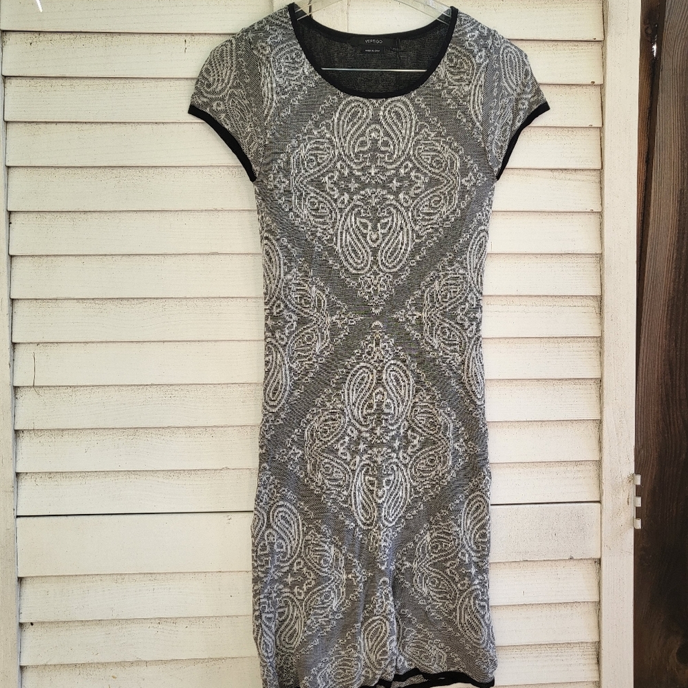 NWT Vertigo paris black and white lace mesh filigree dress